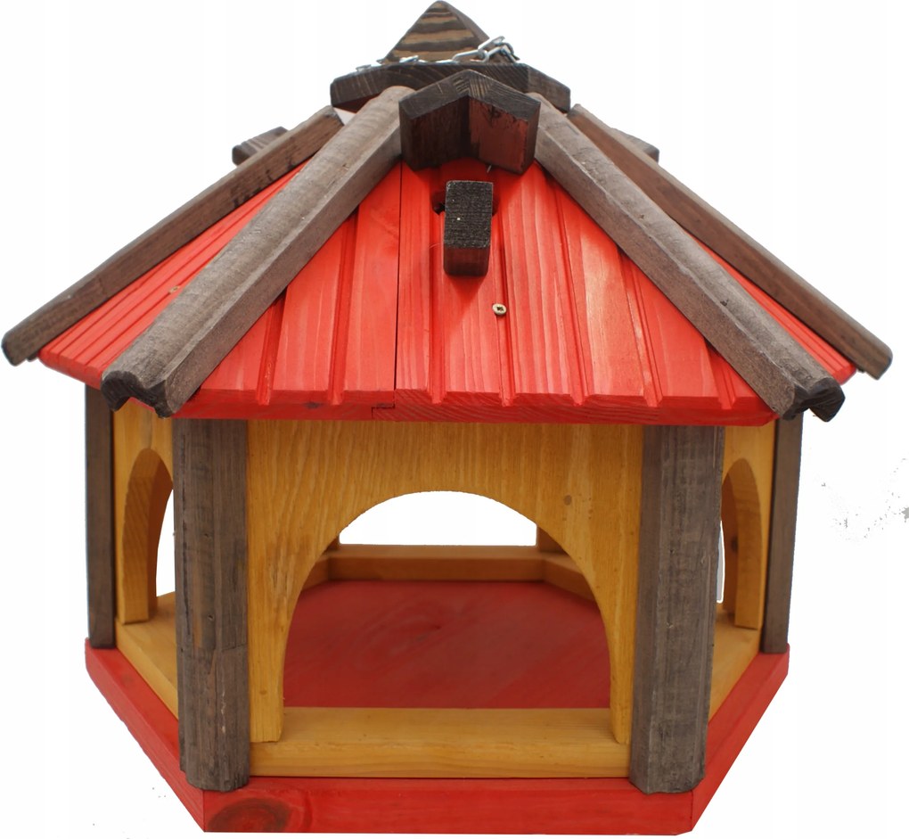 Felakasztható madáretető piros Lengyel fészkelőfülkével gyártó