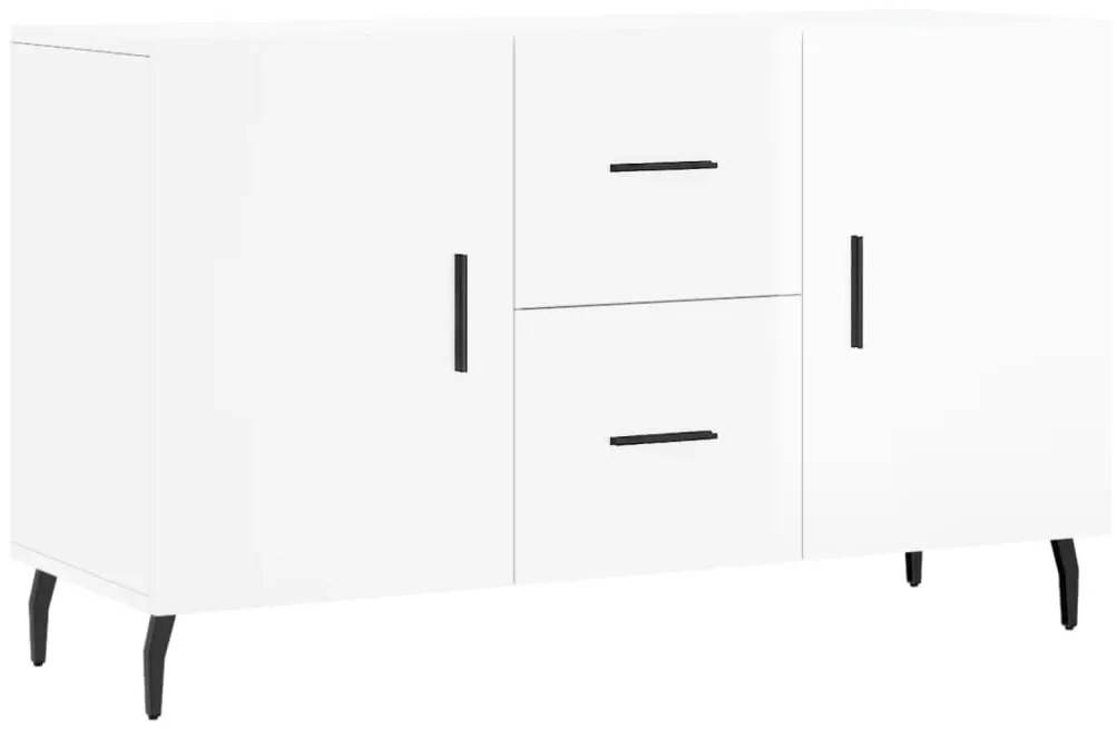 magasfényű fehér szerelt fa tálalószekrény 100 x 36 x 60 cm