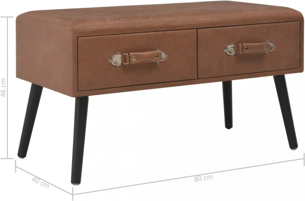 sötétbarna műbőr pad fiókokkal 80 cm