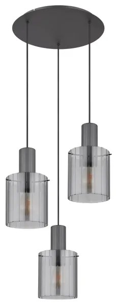 Globo 15904-3HR - Csillár zsinóron TULIVAR 3xE27/40W/230V átm. 48 cm szürke