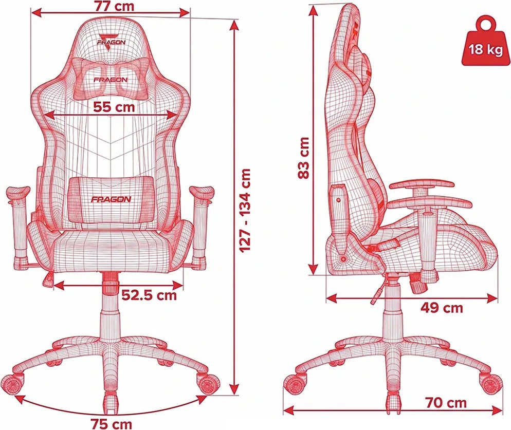 FragON Gamer szék - 2X Series Rev. 2.0, fekete/fehér