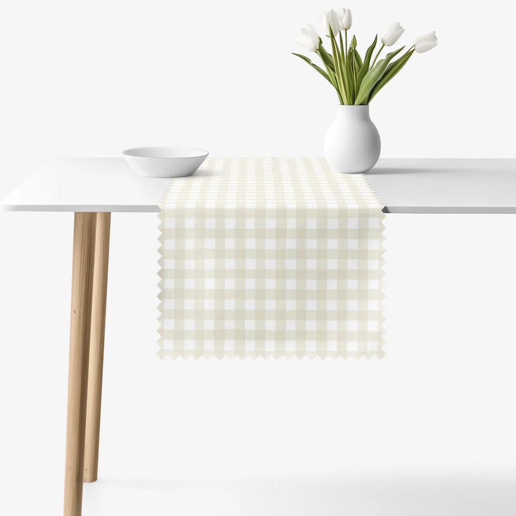 Goldea teflonbevonatú asztali futó - bézs kockás 50x120 cm