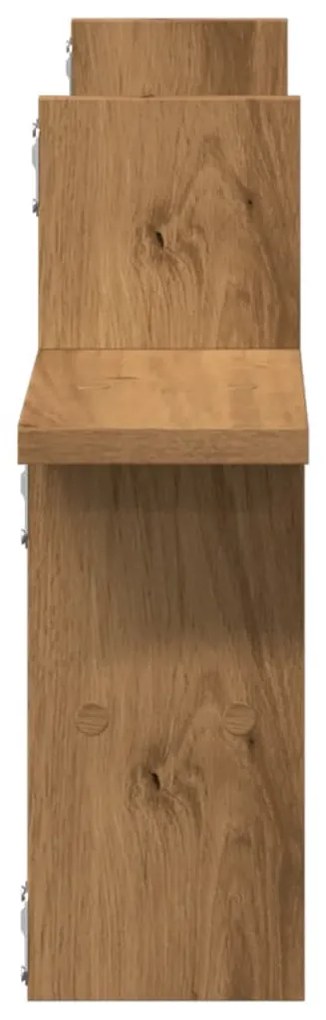 2 db kézműves tölgy színű szerelt fa fali polc 38 x 12 x 38 cm