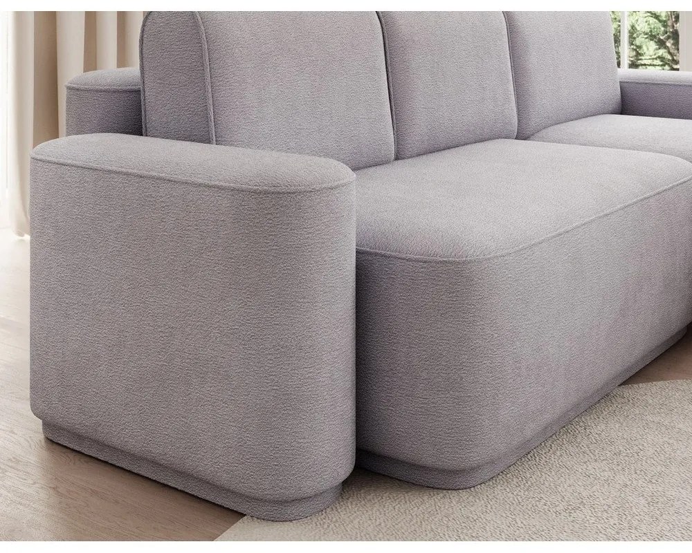 Világosszürke zsenília kinyitható-tárolóhelyes sarokkanapé (jobb oldali-heverő résszel) Aurumm – ELTAP