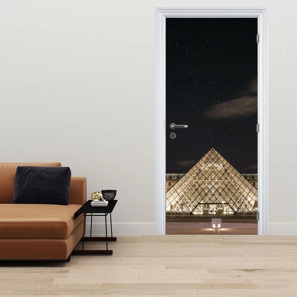 Fotótapéta ajtóra - Louvre éjjel (95x205cm)