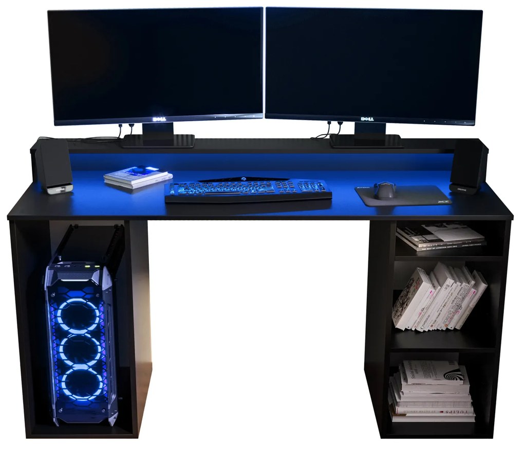 Sarok Gamer PC asztal Garrick 1 (fekete) (LED RGB világítással). 1064134