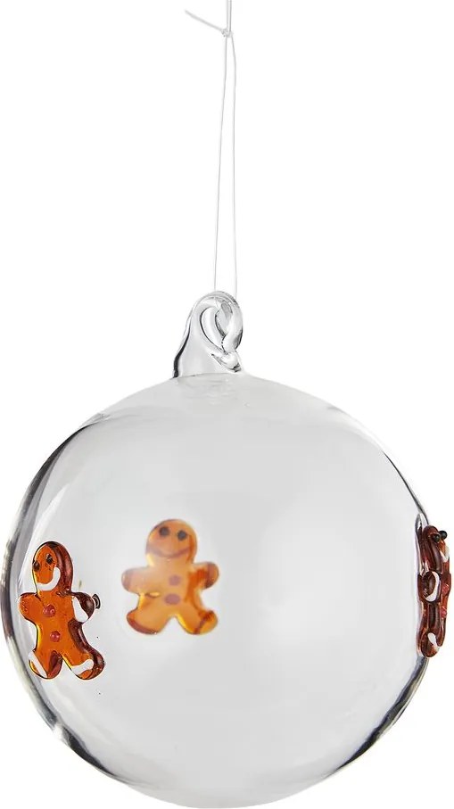 HANG ON üveg karácsonyfadísz Ø 8 cm, mézeskalács figura