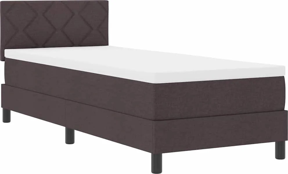 vidaXL Boxrugós ágy matracmal leddel Sötét Barna 80 x 200 cm szövet