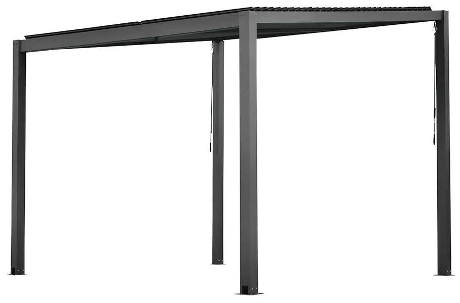 Félnyeregtetős bioklimatikus pergola lamellákkal 3 x 3 M