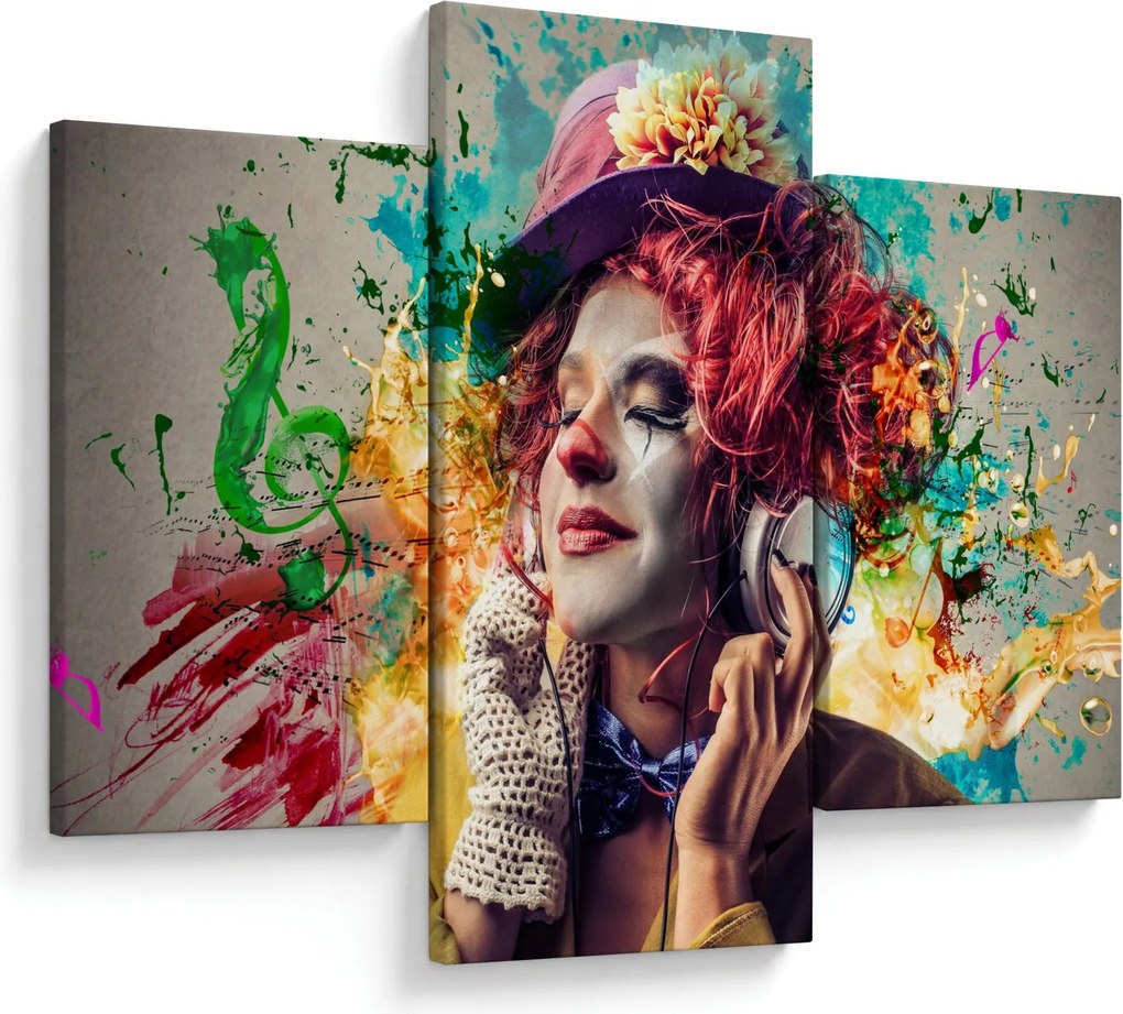 Kép - Női művész fejhallgatóval (90x60 cm)