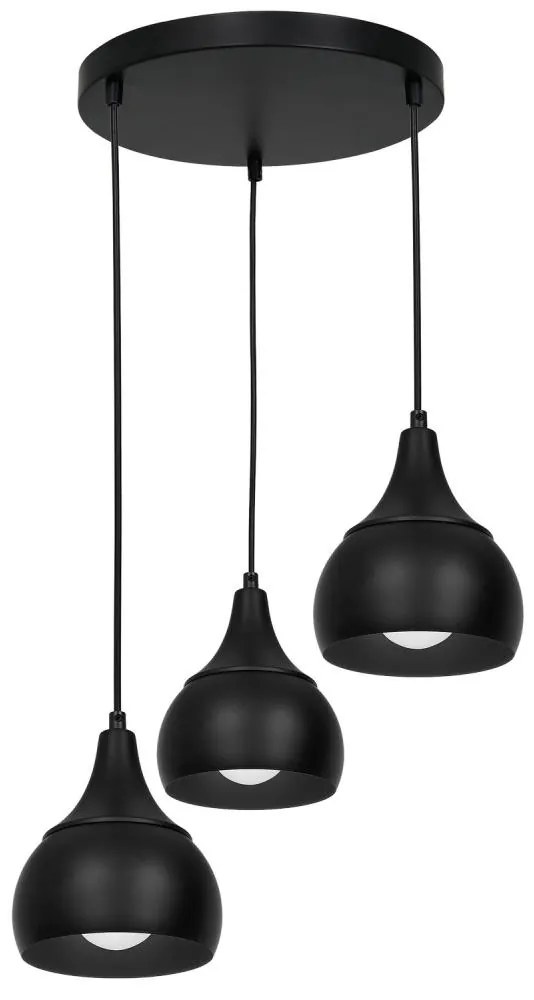 Csillár zsinóron AKTAN 3xE27/60W/230V fekete kerek