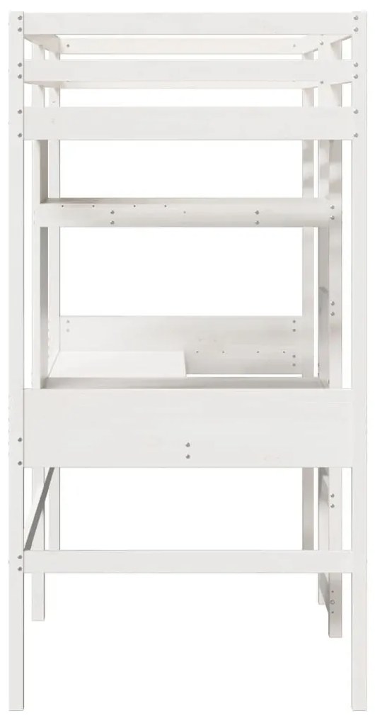fehér tömör fenyő galériaágy-keret matrac nélkül 80 x 200 cm