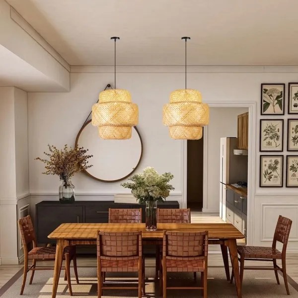 Immax 08268L - Csillár zsinóron HILO 1xE27/40W/230V átm. 47 cm bambusz