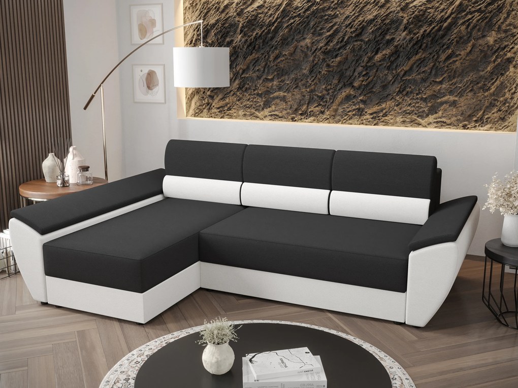 Sarok ülőgarnitúra Radiant L3 (fekete + fehér) (B). 1062233