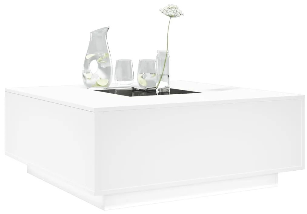 fehér végtelen hatású LED-es dohányzóasztal 100 x 100 x 40 cm
