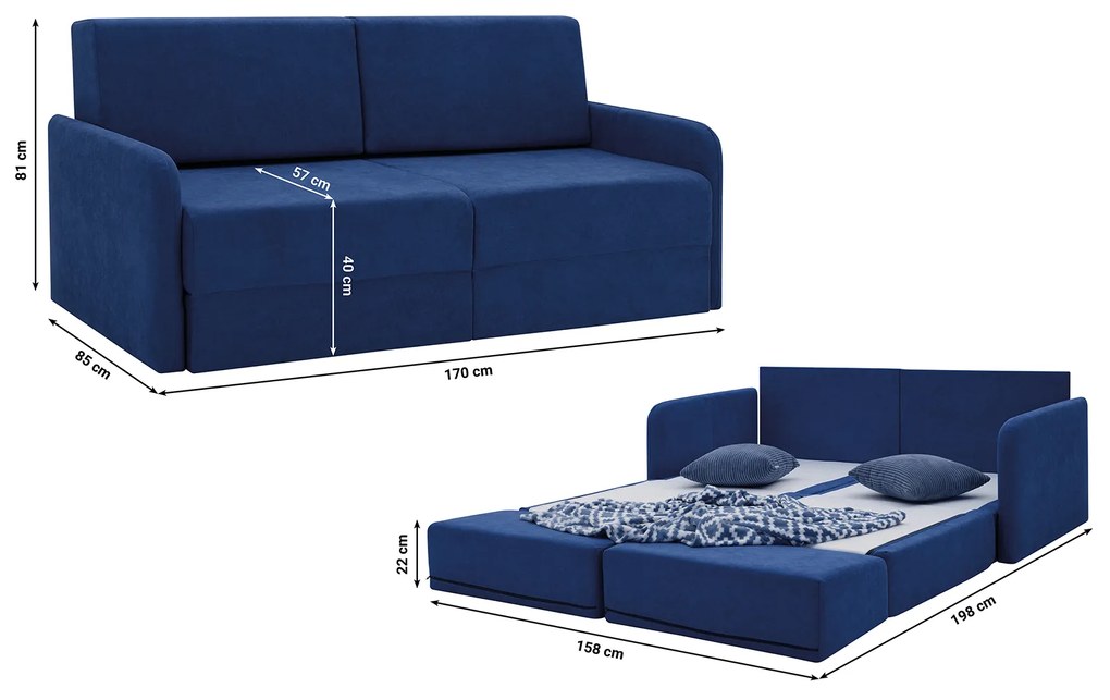 Széthúzható kanapé Borta (sötétkék). 1098577