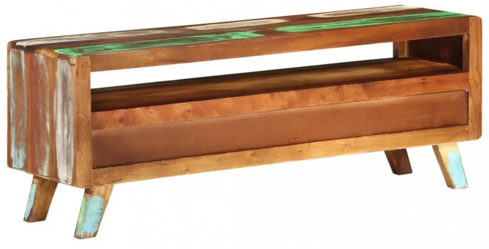 többszínű tömör újrahasznosított fa TV-szekrény 110x30x40 cm