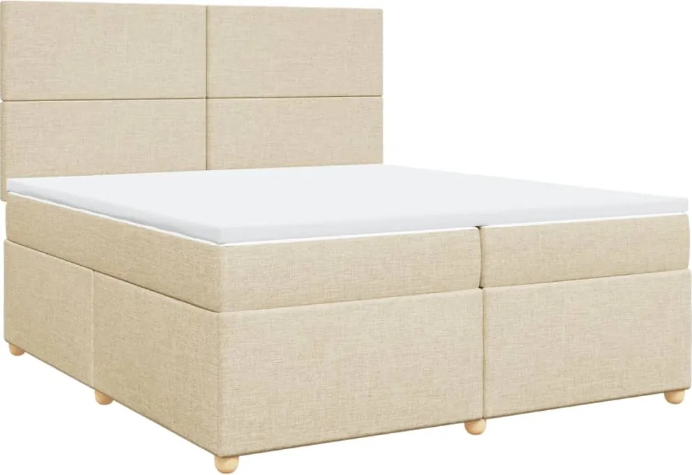vidaXL krémszínű szövet rugós ágy matraccal 200 x 200 cm