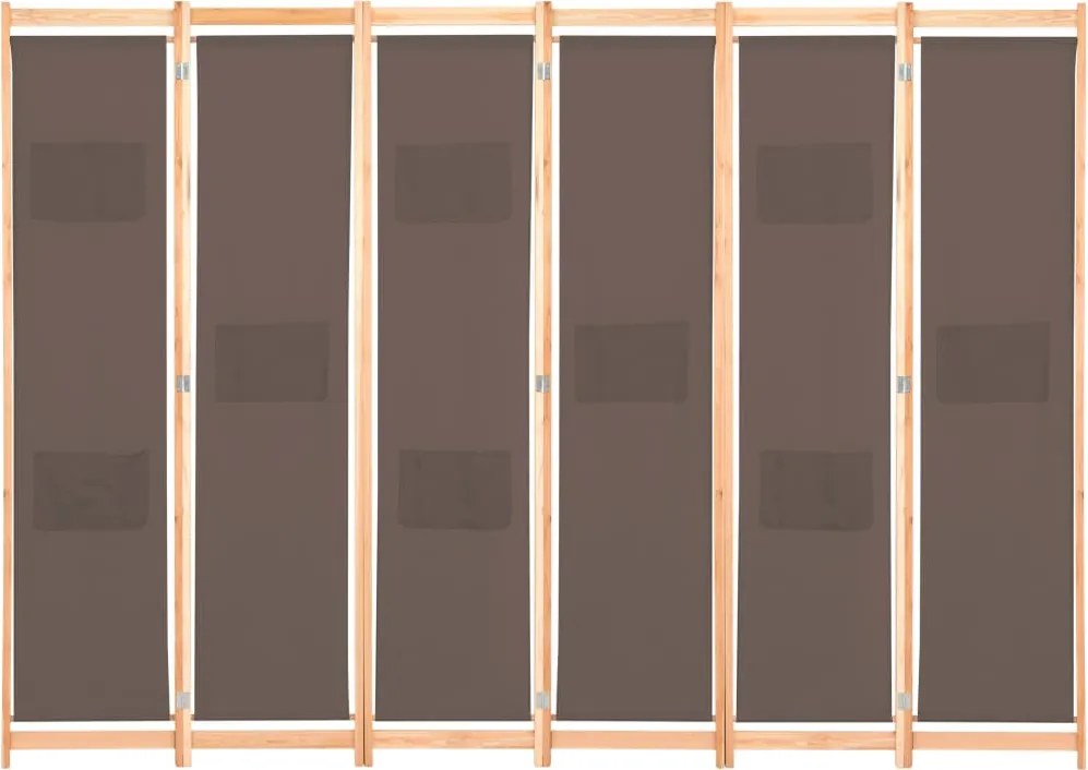 vidaXL barna 6-paneles szövetparaván 240 x 170 x 4 cm