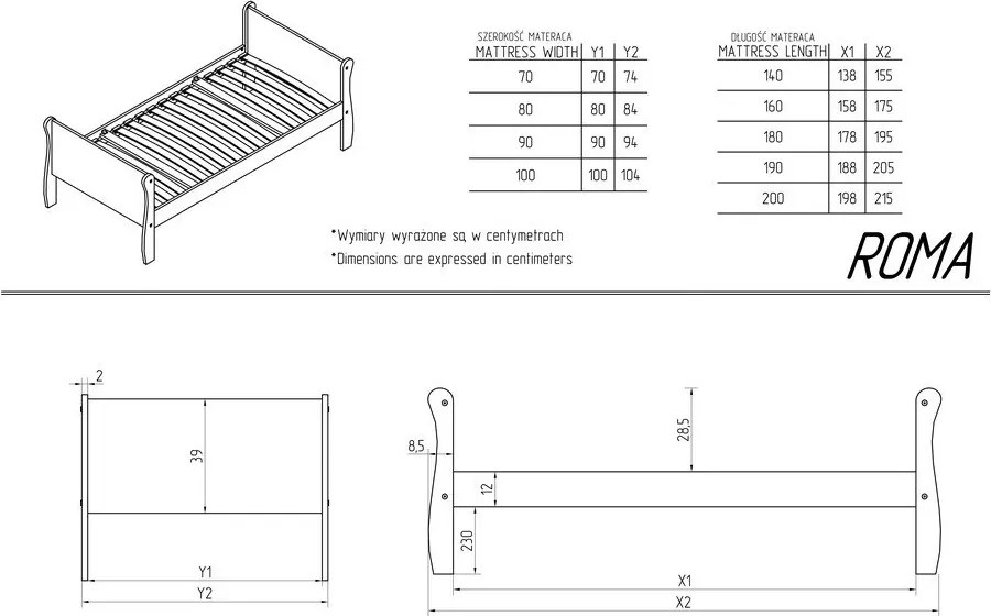 Natúr színű borovi fenyő gyerekágy ágyráccsal 80x200 cm Roma – Adeko