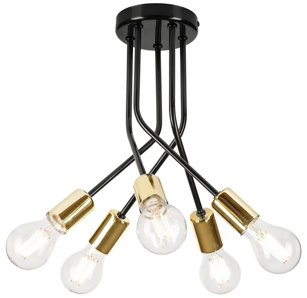 Csillár rúdon PRIYA 5xE27/15W/230V fekete