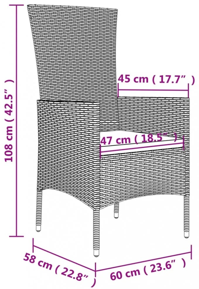 2 db bézs polyrattan kerti szék párnákkal