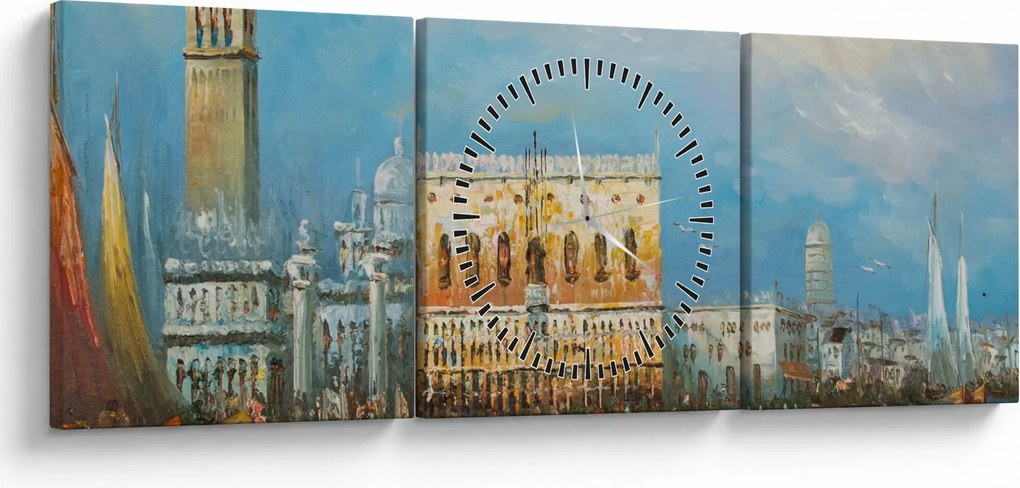 Kép - gondola Velencén áthaladva, olajfestmény (órával) (90x30 cm)
