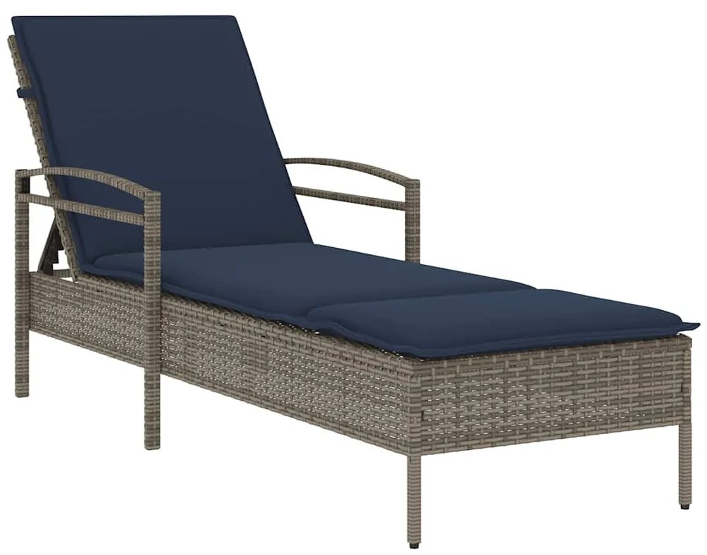 szürke napozóágy párnával 63 x 200 x 81 cm polyrattan (csak az USA-ban)