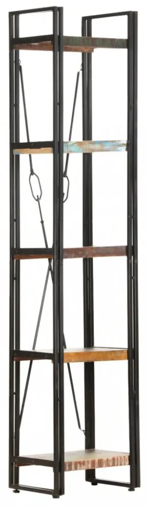 5 szintes tömör újrahasznosított fa könyvespolc 40x30x180 cm
