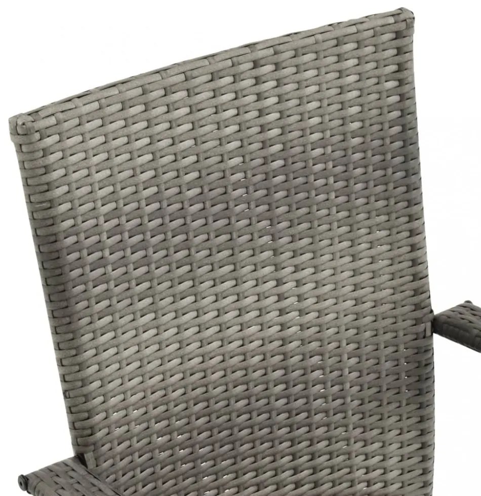 2 db szürke rakásolható polyrattan kültéri szék