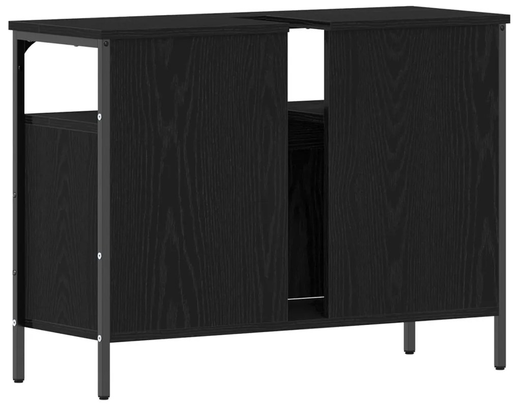 Fürdőszobai Mosdókagyló Szekrény Fekete Tölgy 80x30x60 cm Mérnöki Fa