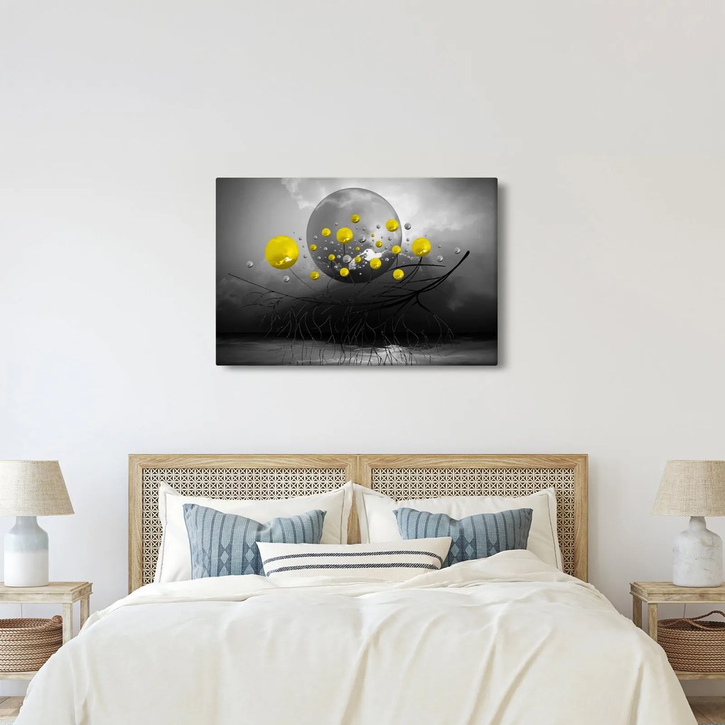 Kép- sárga absztrakt gömbök (90x60 cm)