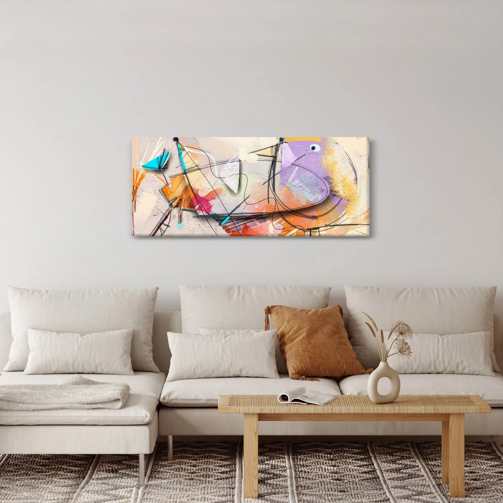 Kép - absztrakció, madár (120x50 cm)