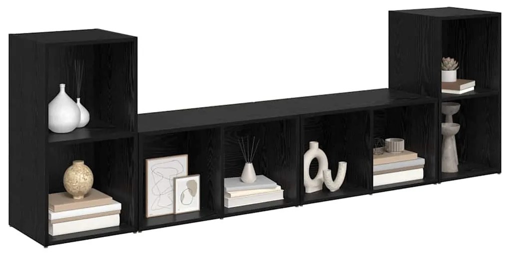TV szekrény garnitúra 4 pcs Musta tammi 37 x 35 x 72 cm Faanyag