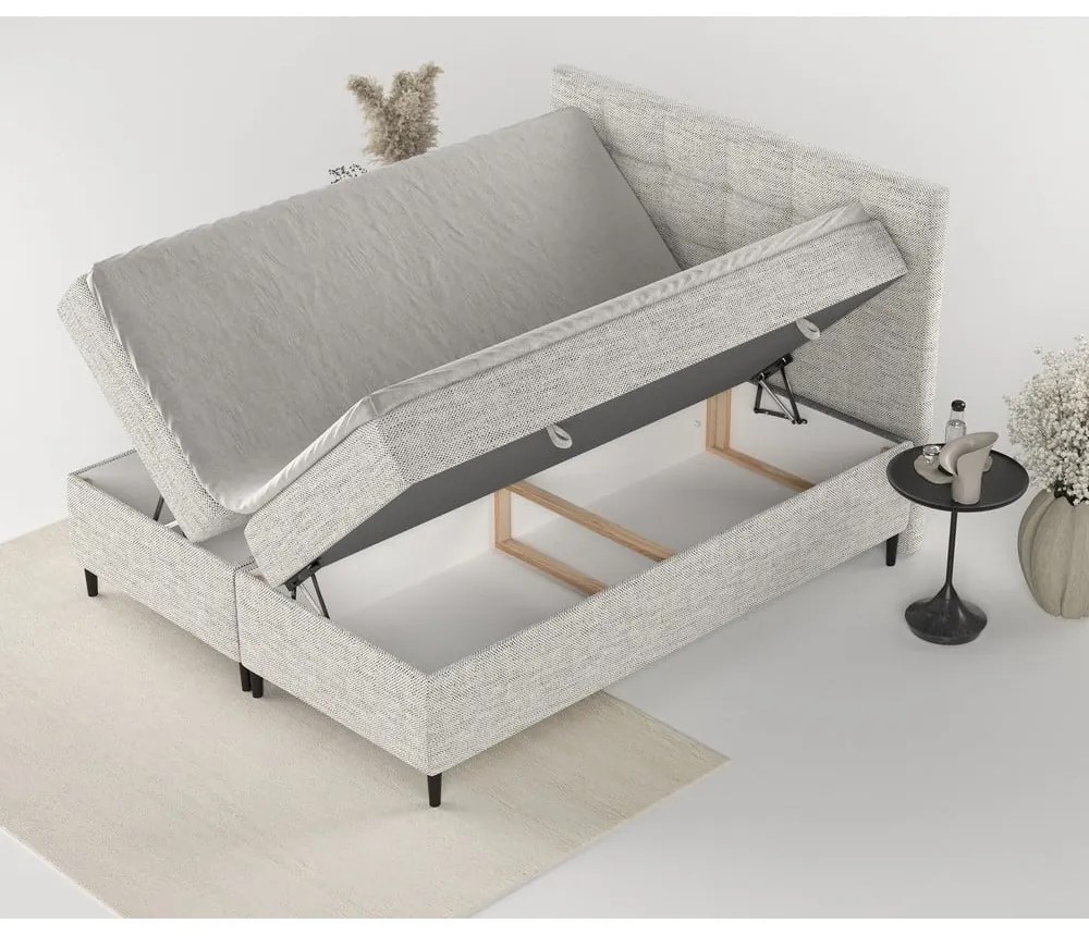Világosszürke ágyneműtartós boxspring ágy 160x200 cm Urbaneo – Maison de Rêve