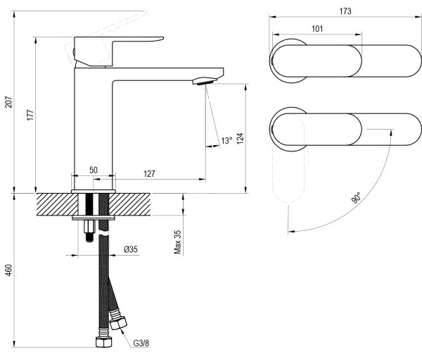 Ravak X070448 - Mosdócsaptelep CHROME 17,7 cm fényes króm