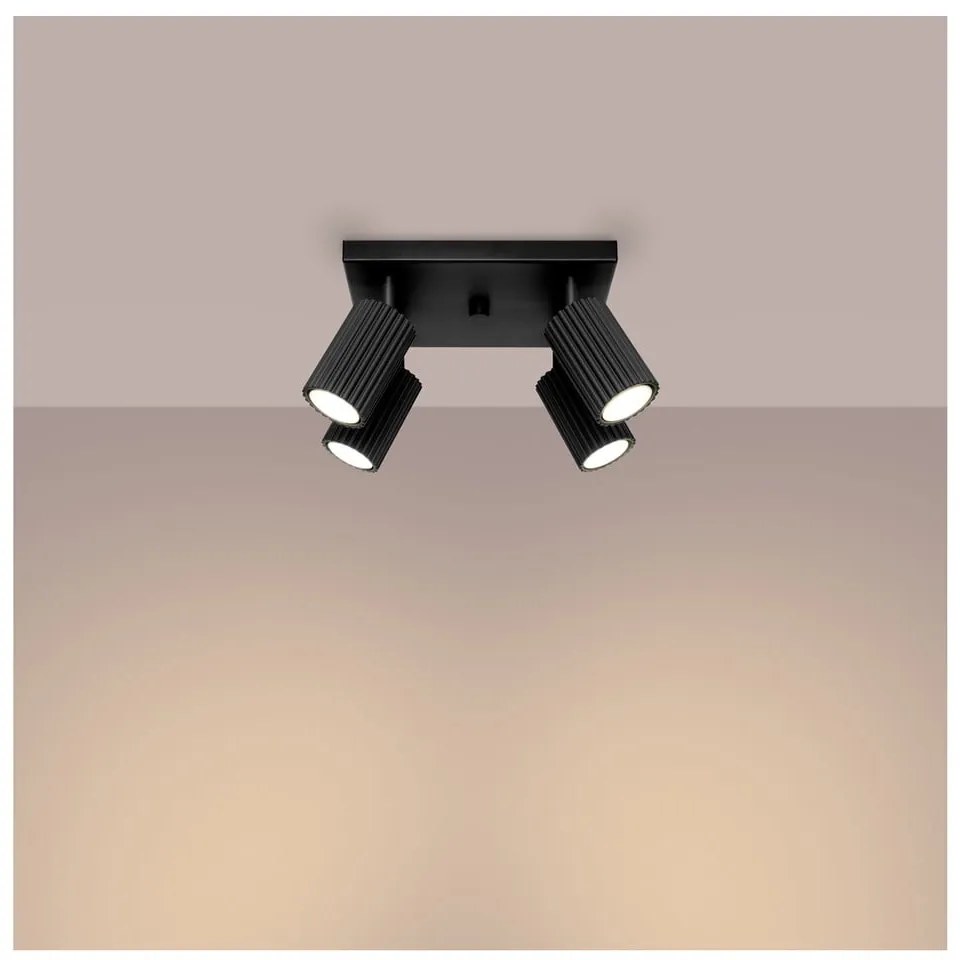 Fekete mennyezeti lámpa 25x25 cm Gleam – Sollux