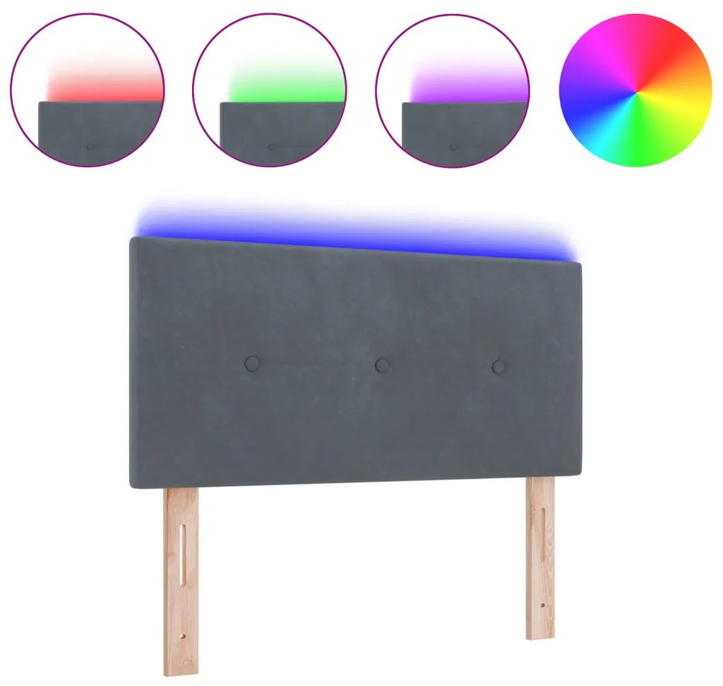 LED Fejtámla Gombos Ráncolt Sötétszürke 100 cm Bársony