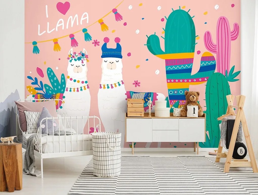 Vinyl fotótapéta 254x184 Szeretem a lámát +ragasztó