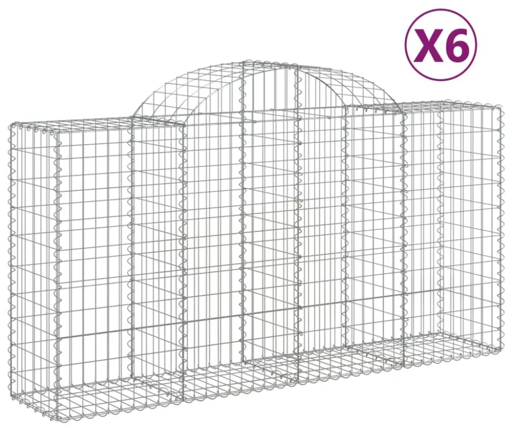 6 db íves horganyzott vas gabion kosár 200 x 50 x 100/120 cm