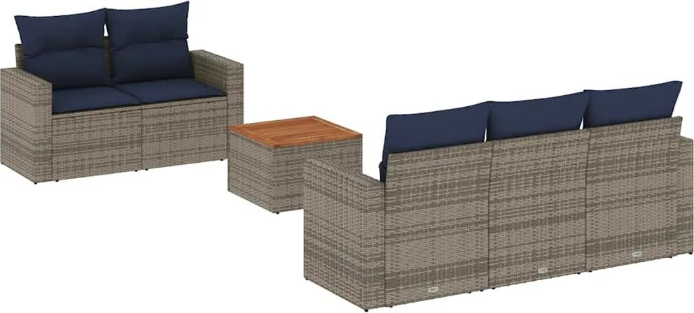 vidaXL 6 részes szürke polyrattan kerti ülőgarnitúra párnával