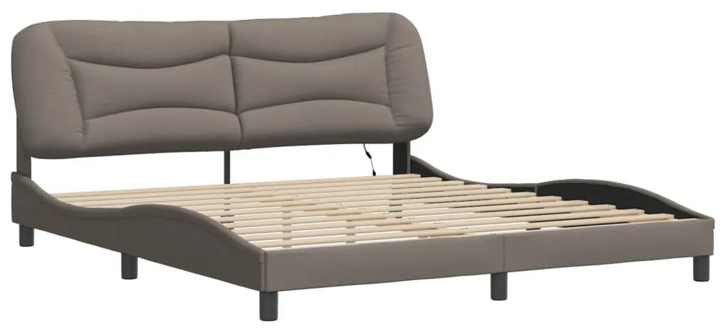 tópszínű szövet ágykeret LED-ekkel matrac nélkül Hvar 180 x 200 cm