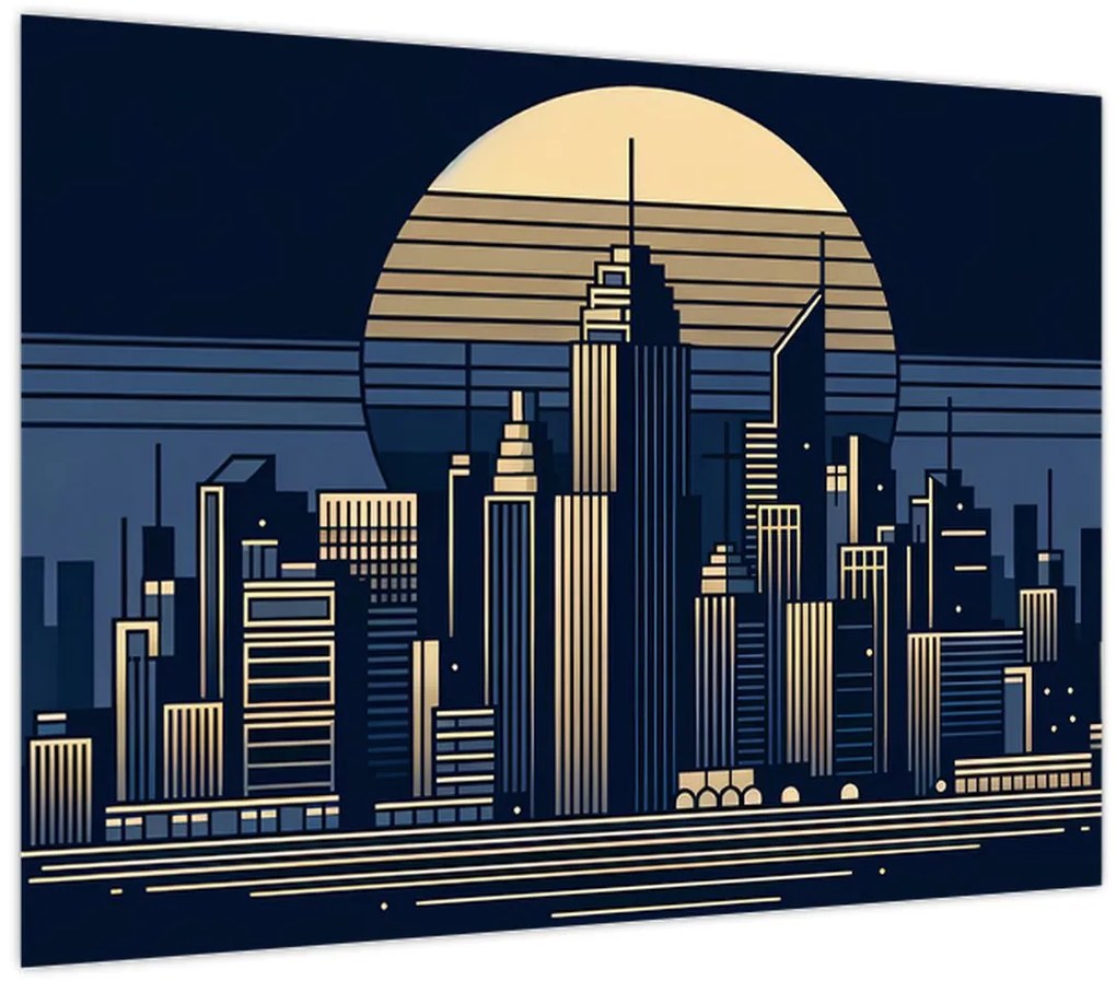 Kép – Geometrikus város (70x50 cm)