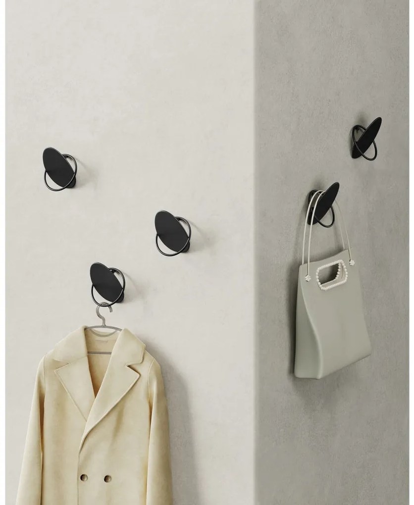 Fali fogas 4 db, falra szerelhető, fekete