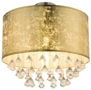 Globo 15187D3 Mennyezeti lámpa,nikkel matt, textil arany akril kristály, áttetsző, ø: 400, H:380, Foglalat típusa:1xE27 60W 230V