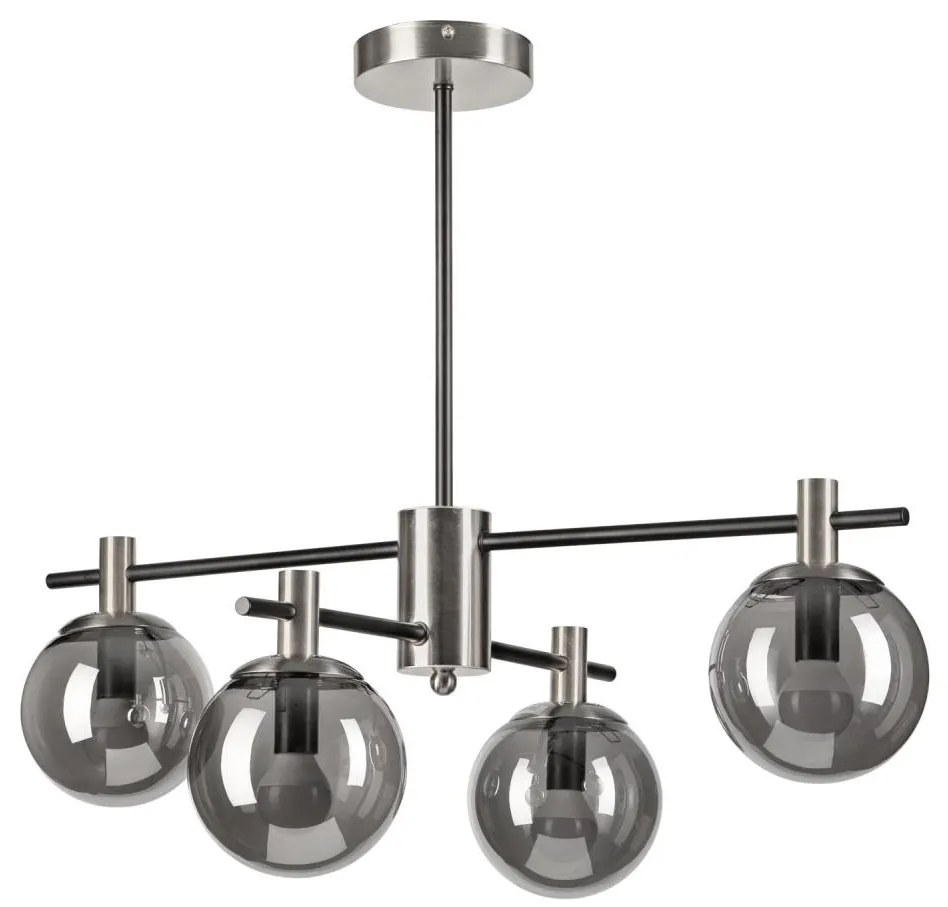 Csillár rúdon LILOU 4xE14/5W/230V matt króm/füstös