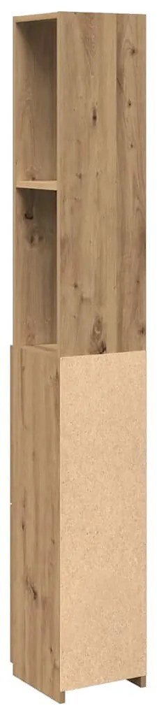 kézműves tölgy színű szerelt fa fürdőszobaszekrény 25x25x170 cm