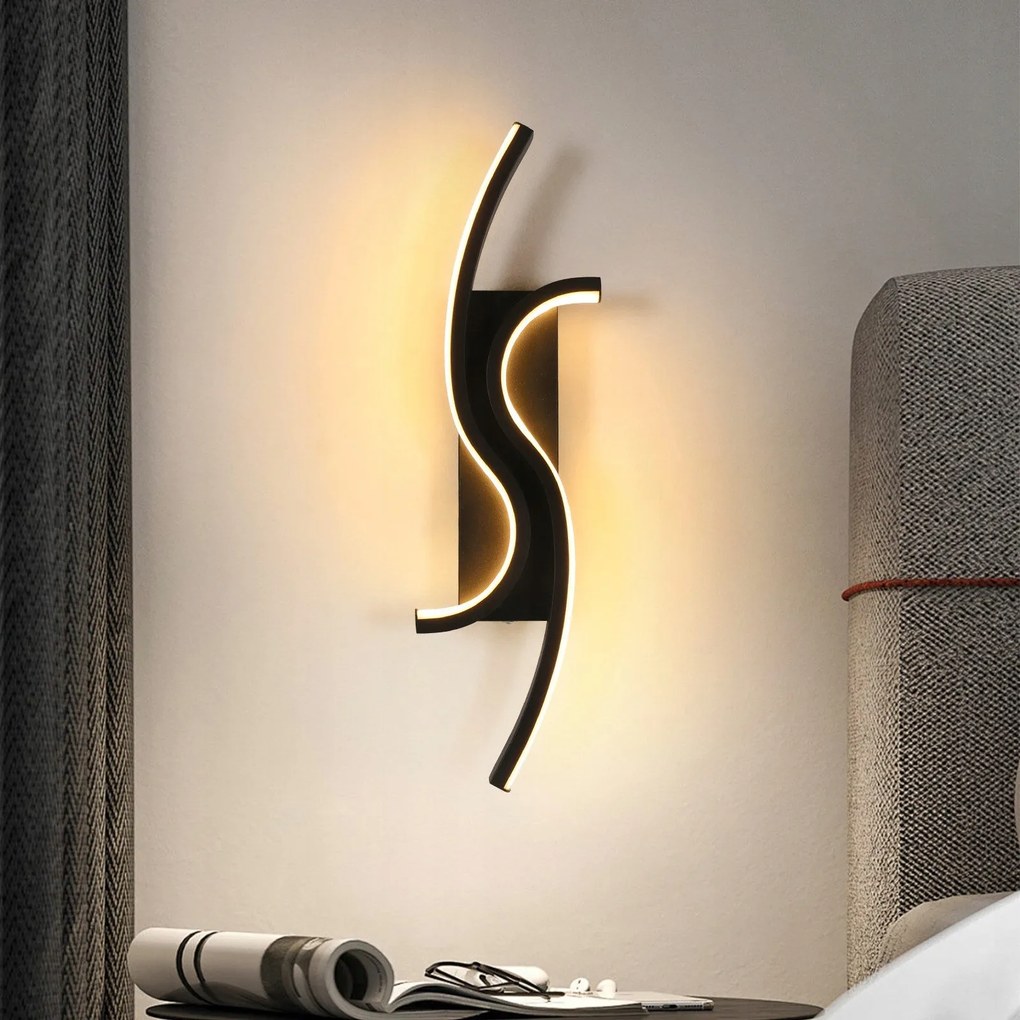 Lampa Scienna Led Kinkiet Czarna Nowoczesna Do Loft Korytarz 12W 3000K