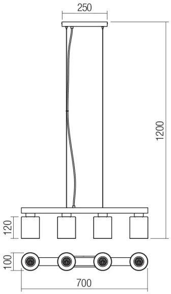 Redo 01-3986 - Csillár zsinóron ROTIS 4xE27/15W/230V