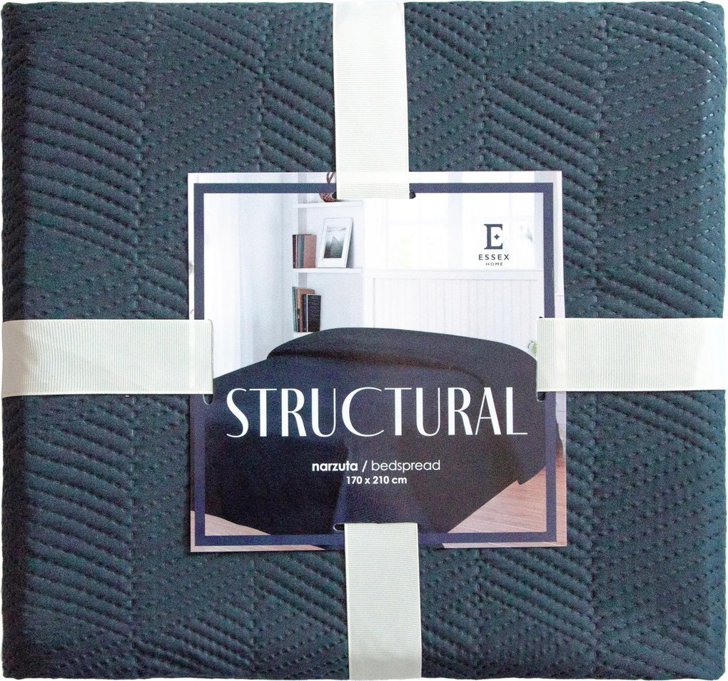 Sötétkék ágytakaró 200x220 cm, halszálkamintás steppeléssel